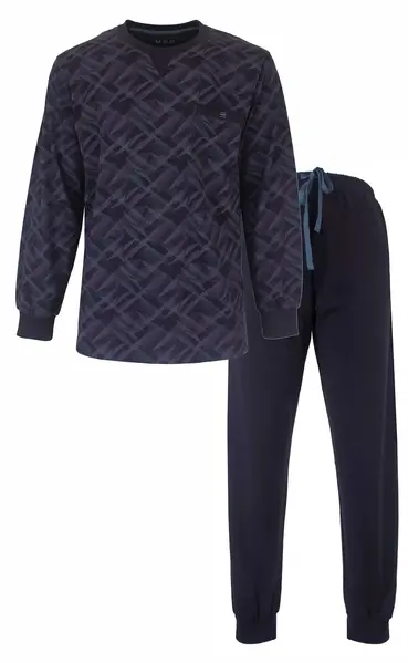 M.E.Q. Heren pyjama lange mouwen katoen - Blue monogram