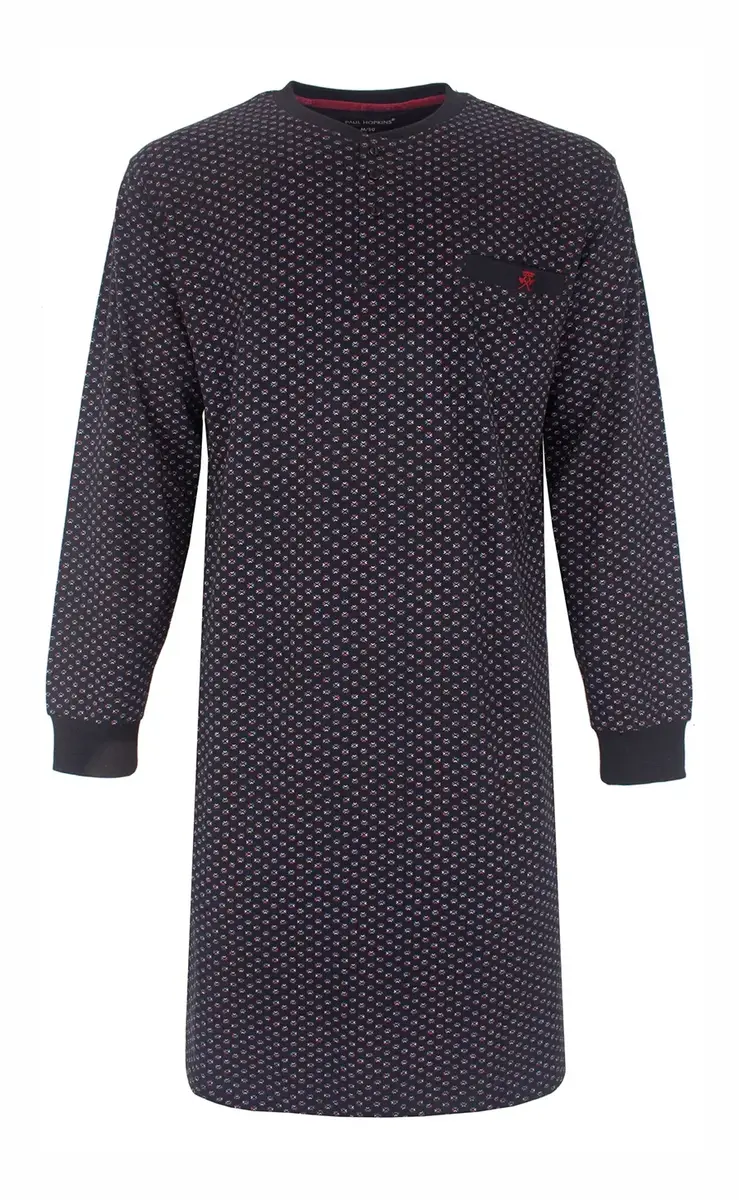 Paul Hopkins heren nachthemd lange mouw - Stippel Paul Hopkins heren nachthemd lange mouw - Stippel