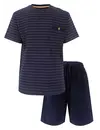 Paul Hopkins Heren shortama Knoopsluiting - Katoen - Donkerblauw