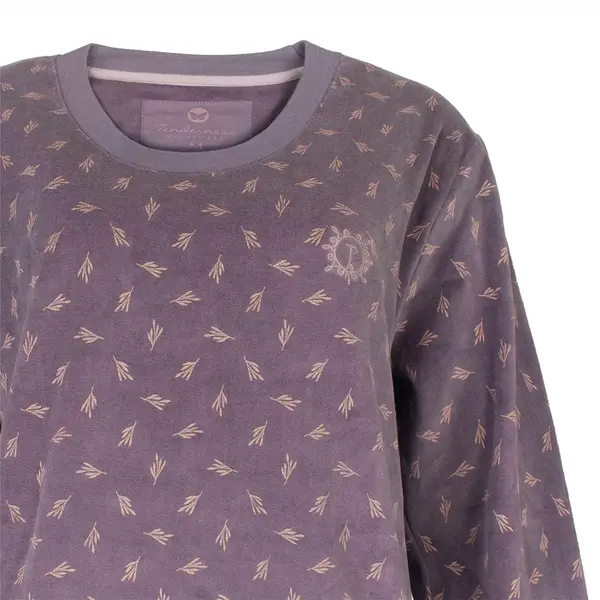 Tenderness dames pyjama Velours - Lila Flower - Warme winter pyjama - Teddy Tenderness dames pyjama Velours - Lila Flower - Warme winter pyjama - Teddy