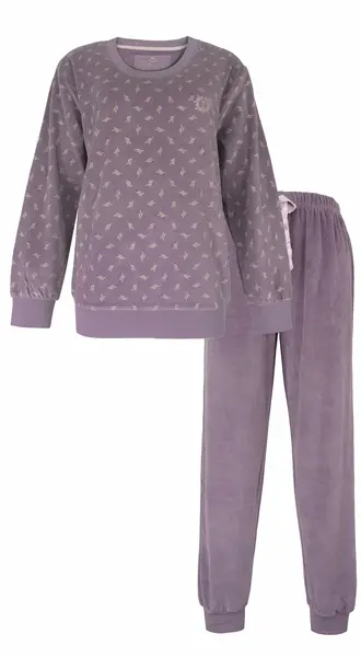 Tenderness dames pyjama Velours - Lila Flower - Warme winter pyjama - Teddy Tenderness dames pyjama Velours - Lila Flower - Warme winter pyjama - Teddy