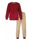 Irresistible dames pyjama Velours - Red stars - warme winter dames pyjama