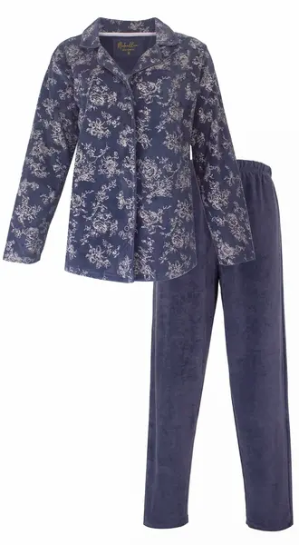 Medaillion dames velours pyjama doorknoop - Winter Flower - Warme zachte pyjama Medaillion dames velours pyjama doorknoop - Winter Flower - Warme zachte pyjama