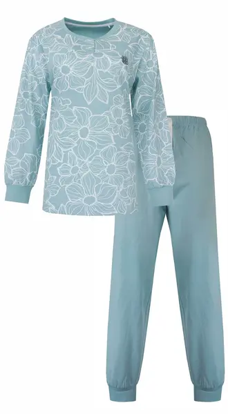 Tenderness dames pyjama Tricot lange mouw - Aqua blue Tenderness dames pyjama Tricot lange mouw - Aqua blue