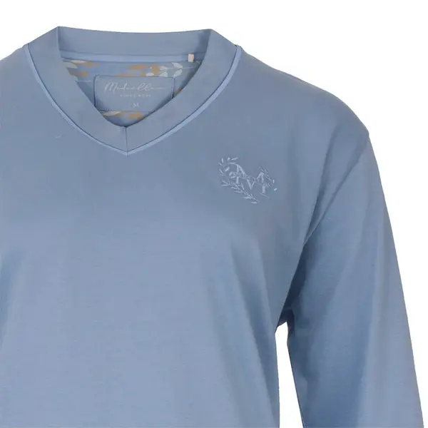 Medaillion katoenen dames pyjama lange mouw - Blue Medaillion katoenen dames pyjama lange mouw - Blue