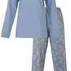Medaillion katoenen dames pyjama lange mouw - Blue