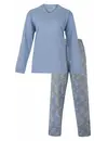 Medaillion katoenen dames pyjama lange mouw - Blue