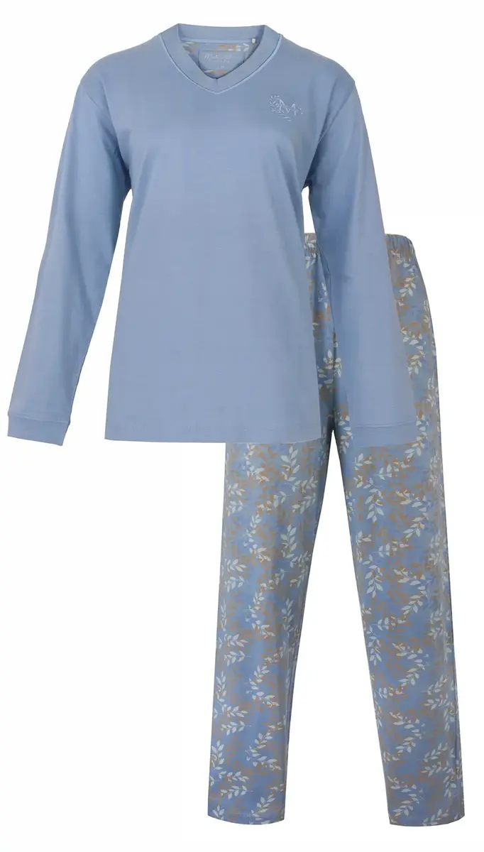 Medaillion katoenen dames pyjama lange mouw - Blue Medaillion katoenen dames pyjama lange mouw - Blue