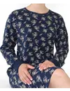Medaillon dames nachthemd lange mouw - Dark Blue