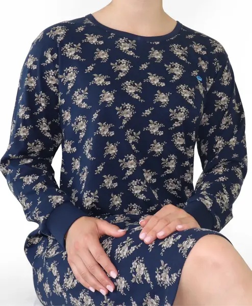 Medaillon dames nachthemd lange mouw - Dark Blue Medaillon dames nachthemd lange mouw - Dark Blue