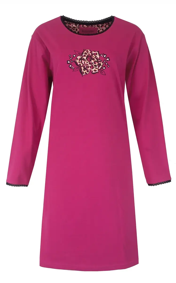 Irresistible dames nachthemd lange mouw - Pink Irresistible dames nachthemd lange mouw - Pink