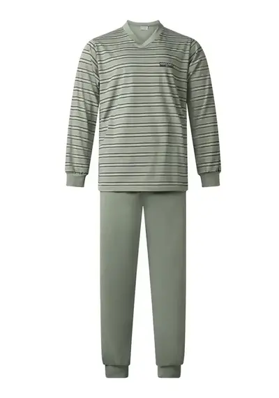 Gentlemen tricot heren pyjama - Vhals-Khaki