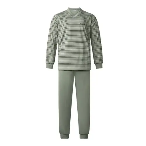 Gentlemen tricot heren pyjama - Vhals-Khaki Gentlemen tricot heren pyjama - Vhals-Khaki