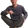 Outfitter Badstof heren pyjama - Winter Stripe - Warme winter pyjama antraciet - Copy