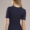 Nina von C kanten wollen T-shirt - Dames - Navy - Dames ondershirt met korte mouwen - Merinowol