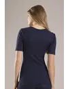 Nina von C kanten wollen T-shirt - Dames - Navy - Dames ondershirt met korte mouwen - Merinowol