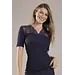 Nina von C kanten wollen T-shirt - Dames - Navy - Dames ondershirt met korte mouwen - Merinowol - donkerblauw