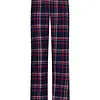 Rebelle dames pyjama Flanel -Donker Blauw - 100% katoenen pyjama met knoopsluiting en lange mouwen