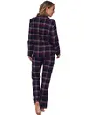 Rebelle dames pyjama Flanel -Donker Blauw - 100% katoenen pyjama met knoopsluiting en lange mouwen