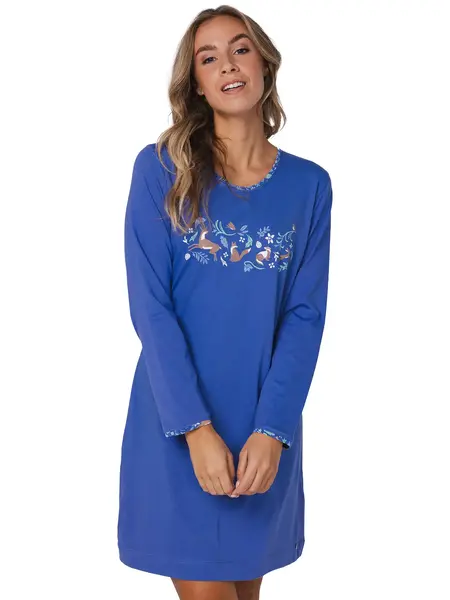 Rebelle dames nachthemd lange mouw -Blauw Rebelle dames nachthemd lange mouw -Blauw