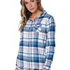 Pastunette Dames Pyjama Flanel met knoopsluiting - Blauw