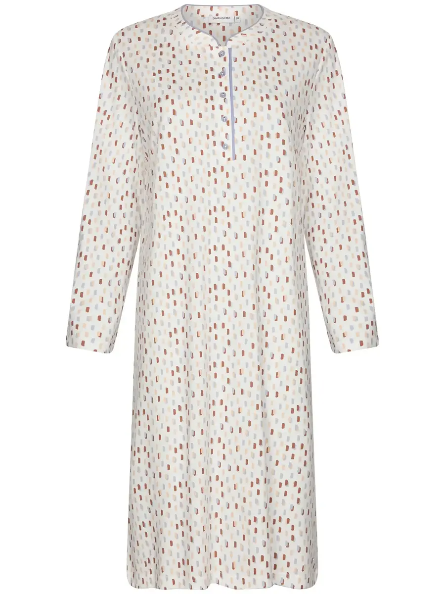 Pastunette Dames nachthemd katoen met lange mouwen - Wit - 100% katoenen nachtjapon dames - Copy