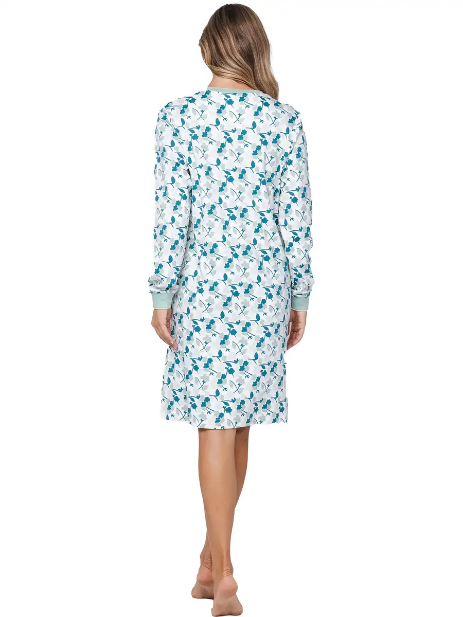 Pastunette dames nachthemd met knoopsluiting - Groen