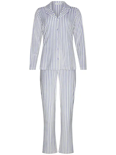 Pastunette Dames Pyjama met knoopsluiting - Blauw streep Pastunette Dames Pyjama met knoopsluiting - Blauw streep