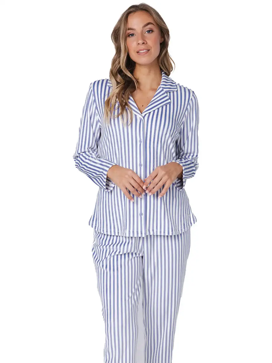 Pastunette Dames Pyjama met knoopsluiting - Blauw streep