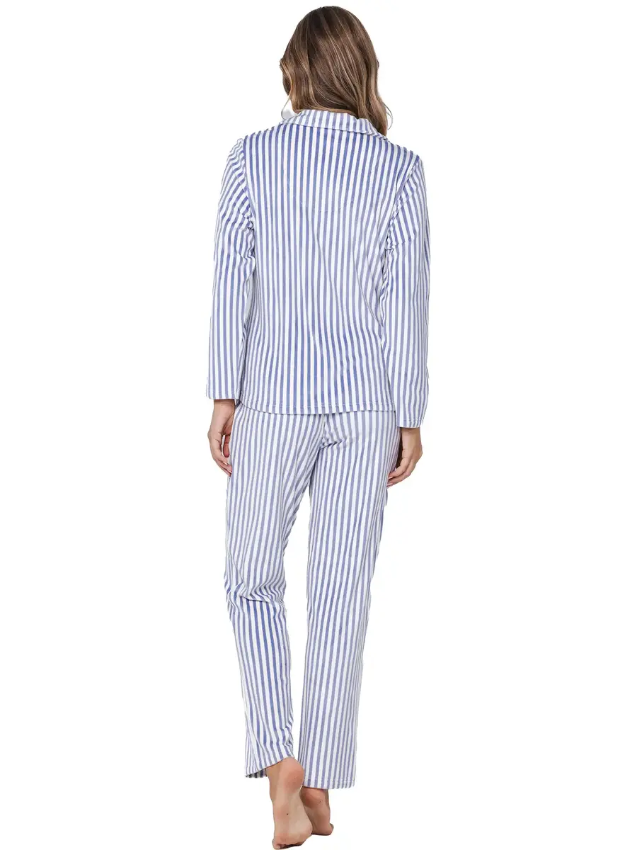 Pastunette Dames Pyjama met knoopsluiting - Blauw streep