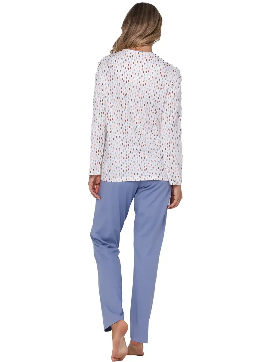 Pastunette dames katoenen pyjama met knoopsluiting -Blauw