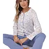 Pastunette dames katoenen pyjama met knoopsluiting -Blauw