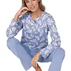 Pastunette dames katoenen pyjama lange mouwen - Blauw