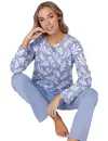 Pastunette dames katoenen pyjama lange mouwen - Blauw