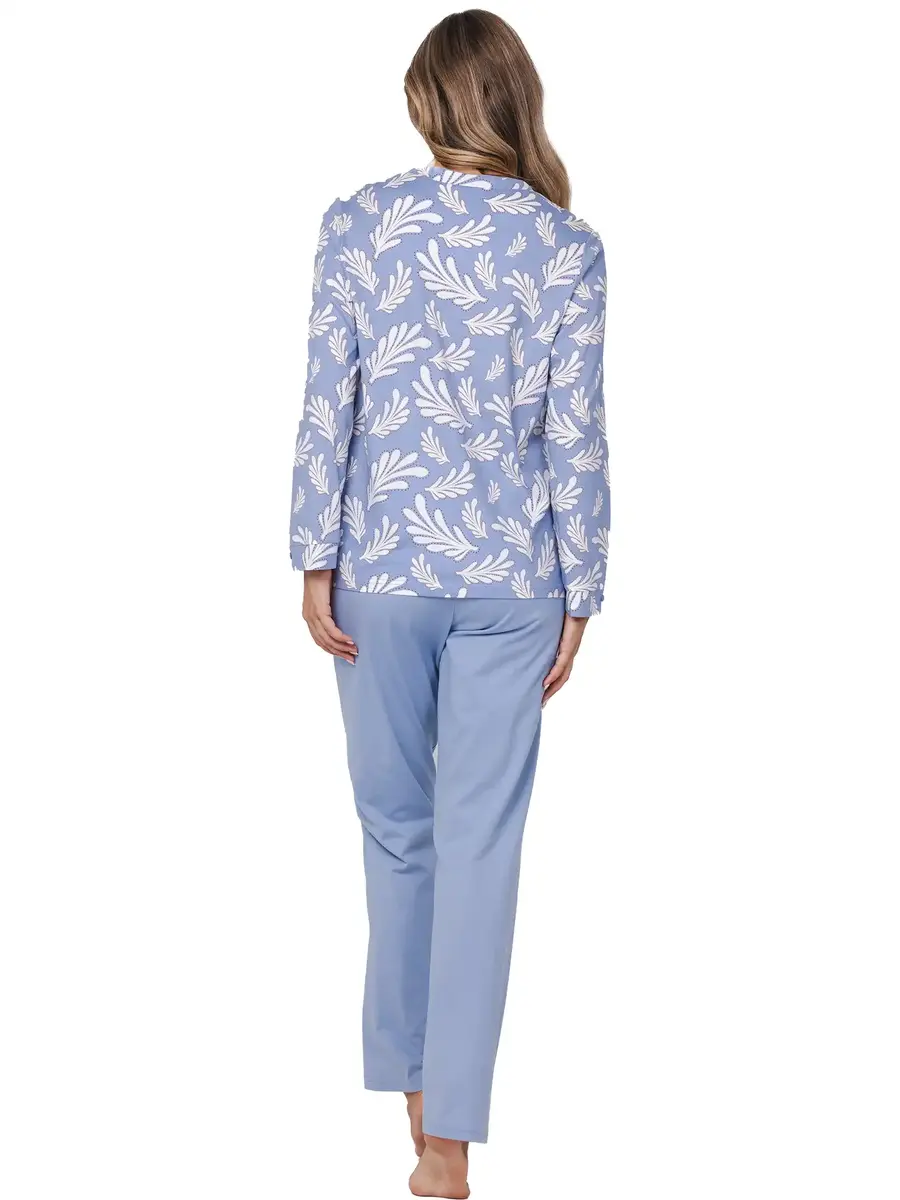 Pastunette dames katoenen pyjama lange mouwen - Blauw