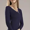 Nina von C dames wollen shirt lange mouw V-hals - Warm Merino wollen thermo ondergoed vrouwen
