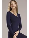 Nina von C dames wollen shirt lange mouw V-hals - Warm Merino wollen thermo ondergoed vrouwen