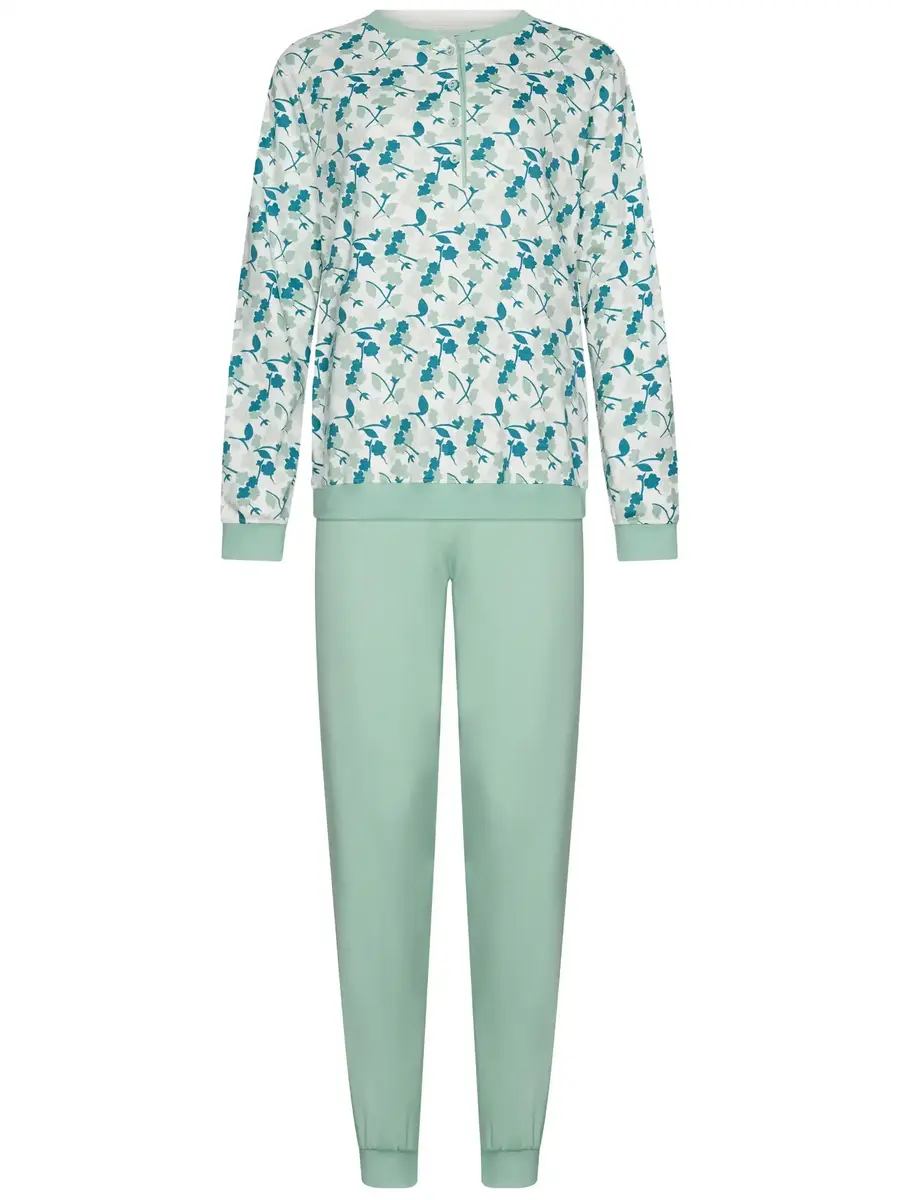 Pastunette dames katoenen pyjama lange mouwen - Groen