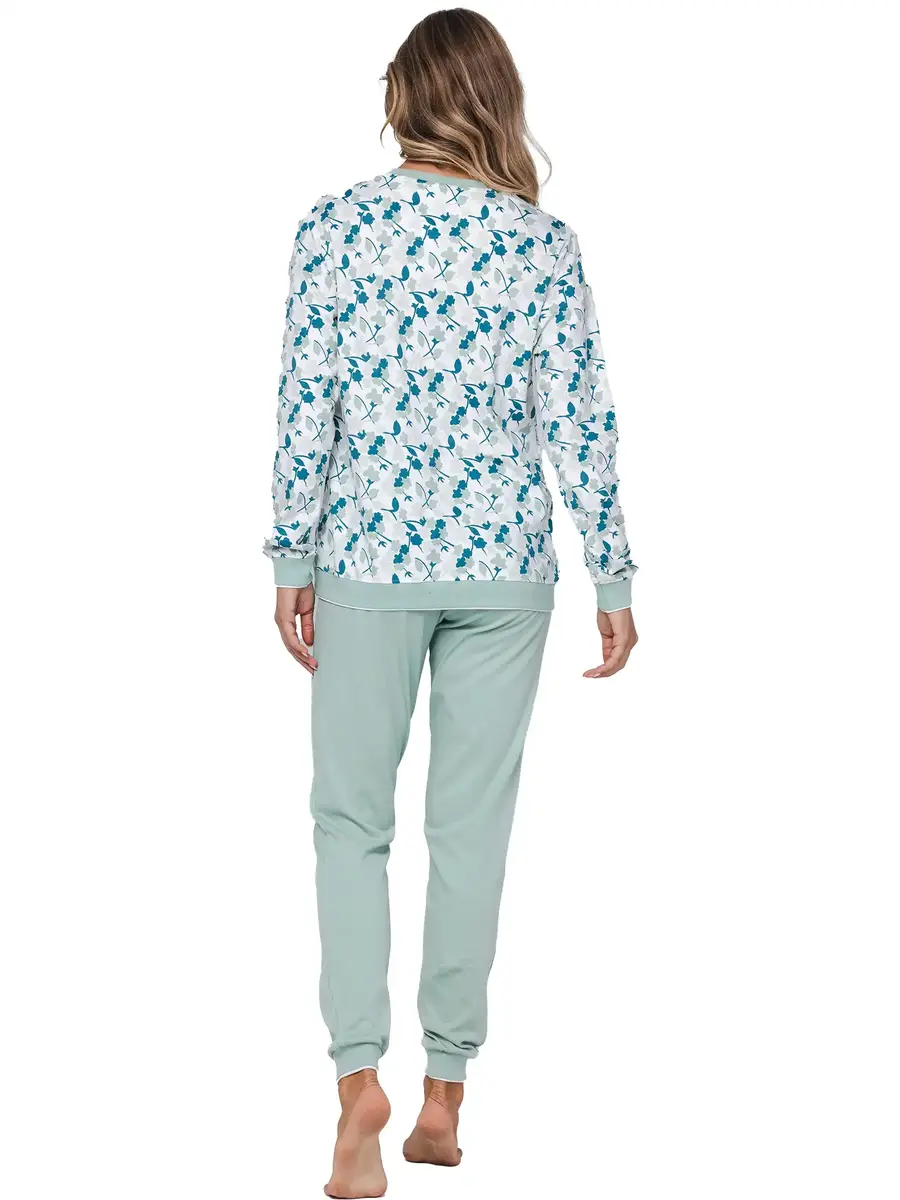 Pastunette dames katoenen pyjama lange mouwen - Groen