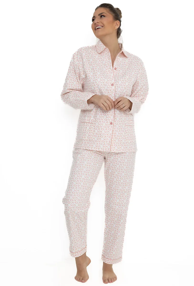 Lunatex flanellen pyjama dames - Classic egg