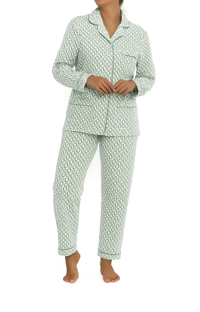 Lunatex flanellen pyjama dames - Classic egg