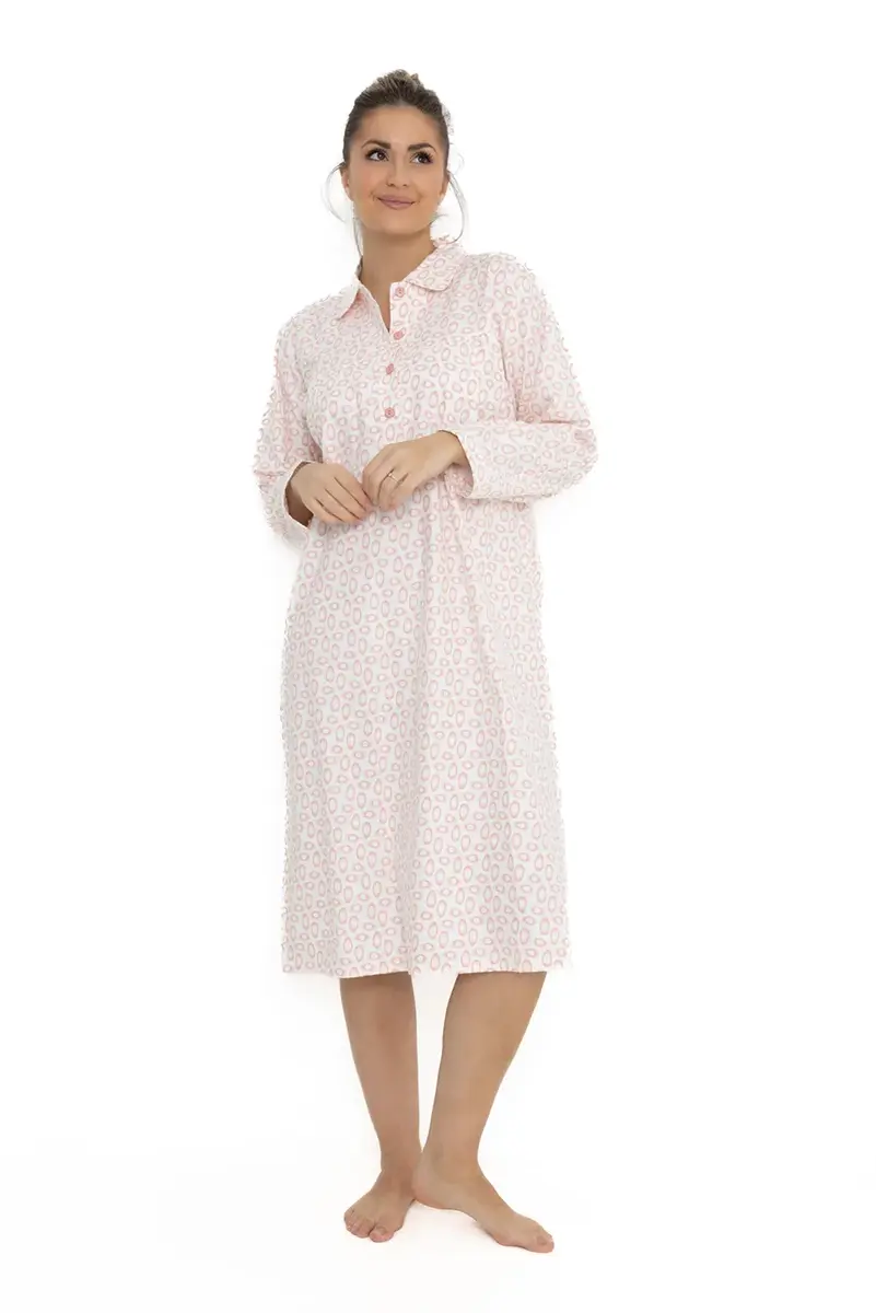 Lunatex flanellen nachthemd dames - Classic egg