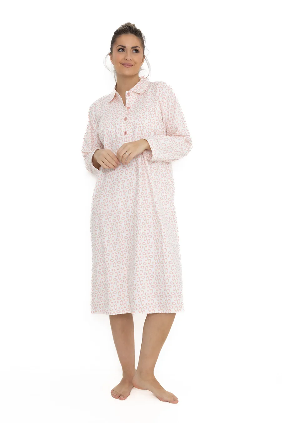 Lunatex flanellen nachthemd dames - Classic egg