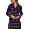 Rebelle dames nachthemd Flanel met knoopsluiting- Donkerblauw