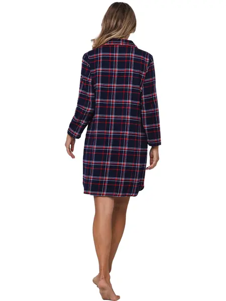 Rebelle dames nachthemd Flanel met knoopsluiting- Donkerblauw Rebelle dames nachthemd Flanel met knoopsluiting- Donkerblauw