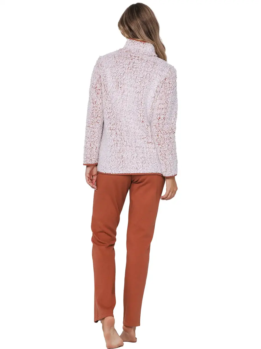 Pastunette Teddy Huispak Dames Fleece - Bruin pyjama pak met rits - Warm