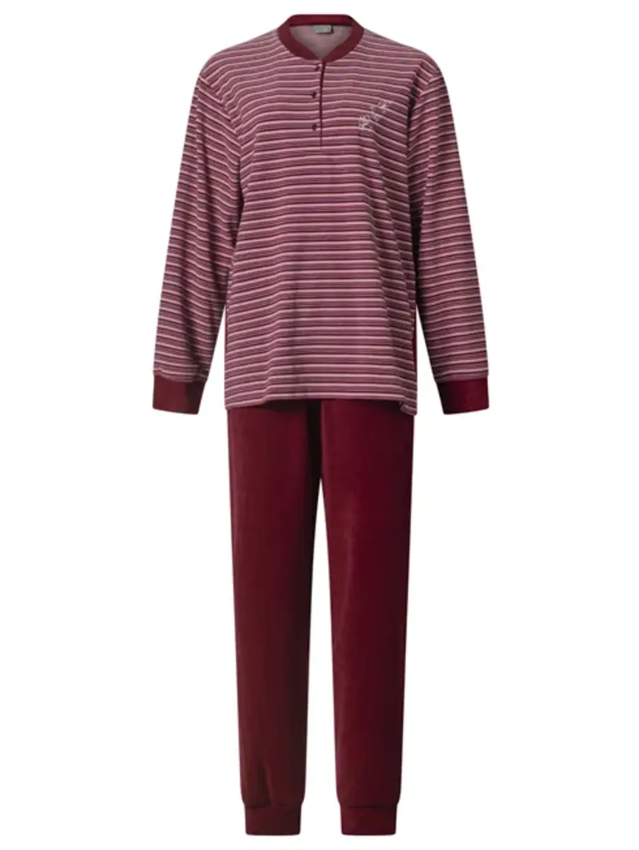 Lunatex badstof dames pyjama - Streep - Warme winter pyjama