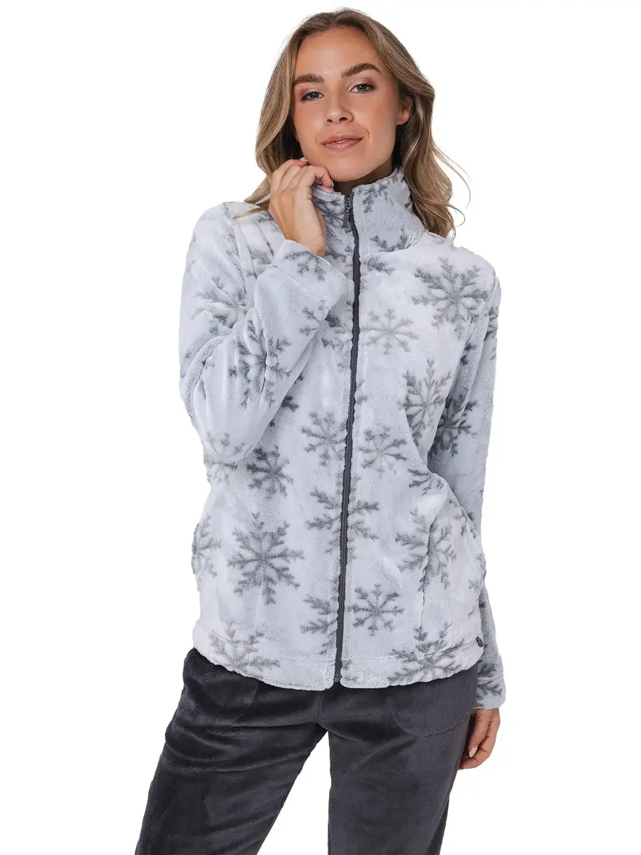 Rebelle Huispak Dames Fleece - Grijs - 2-delig warm winter huispak vrouwen