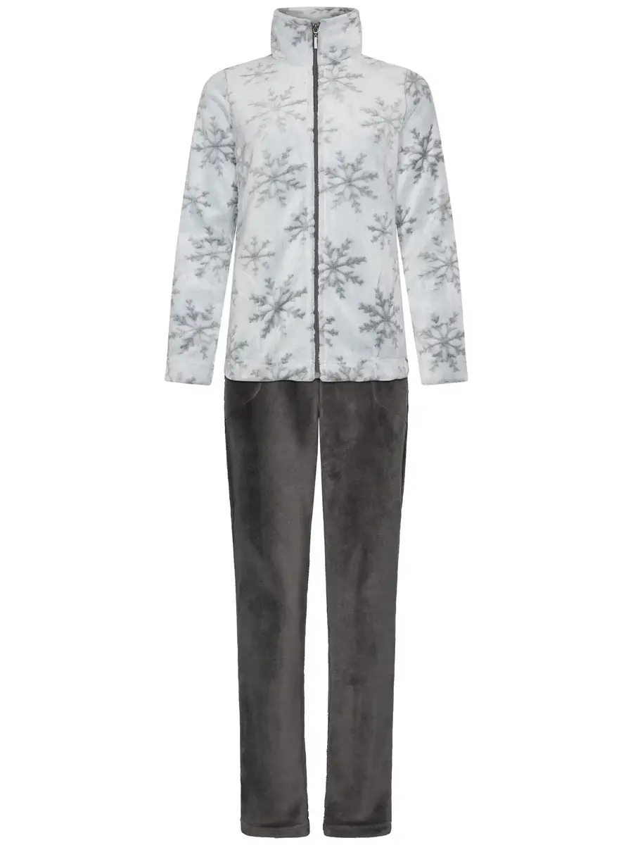 Rebelle Huispak Dames Fleece - Grijs - 2-delig warm winter huispak vrouwen