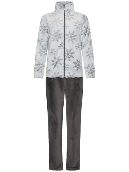 Rebelle Huispak Dames Fleece - Grijs - 2-delig warm winter huispak vrouwen Rebelle Huispak Dames Fleece - Grijs - 2-delig warm winter huispak vrouwen
